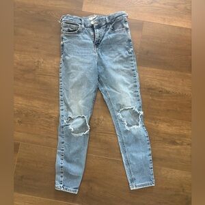 Topshop Light Blue Distressed Skinny Jeans